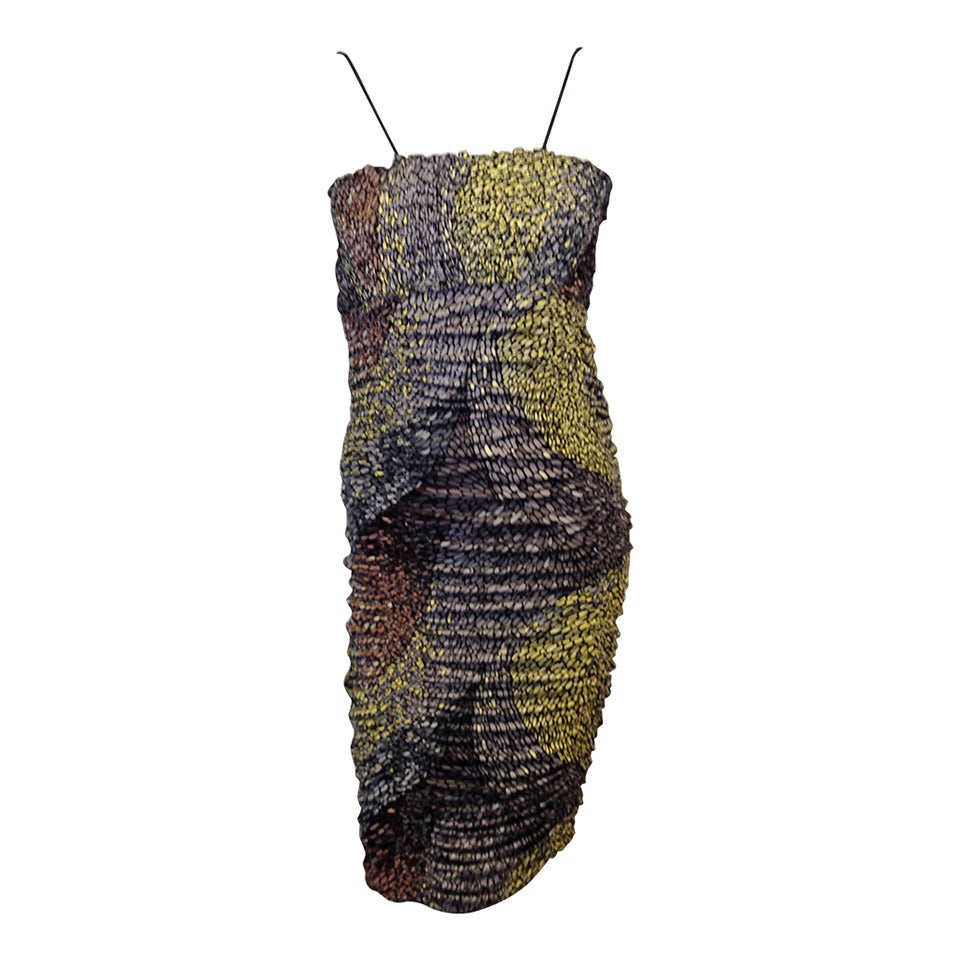 MIssoni Grey and Yellow Ruched Dress