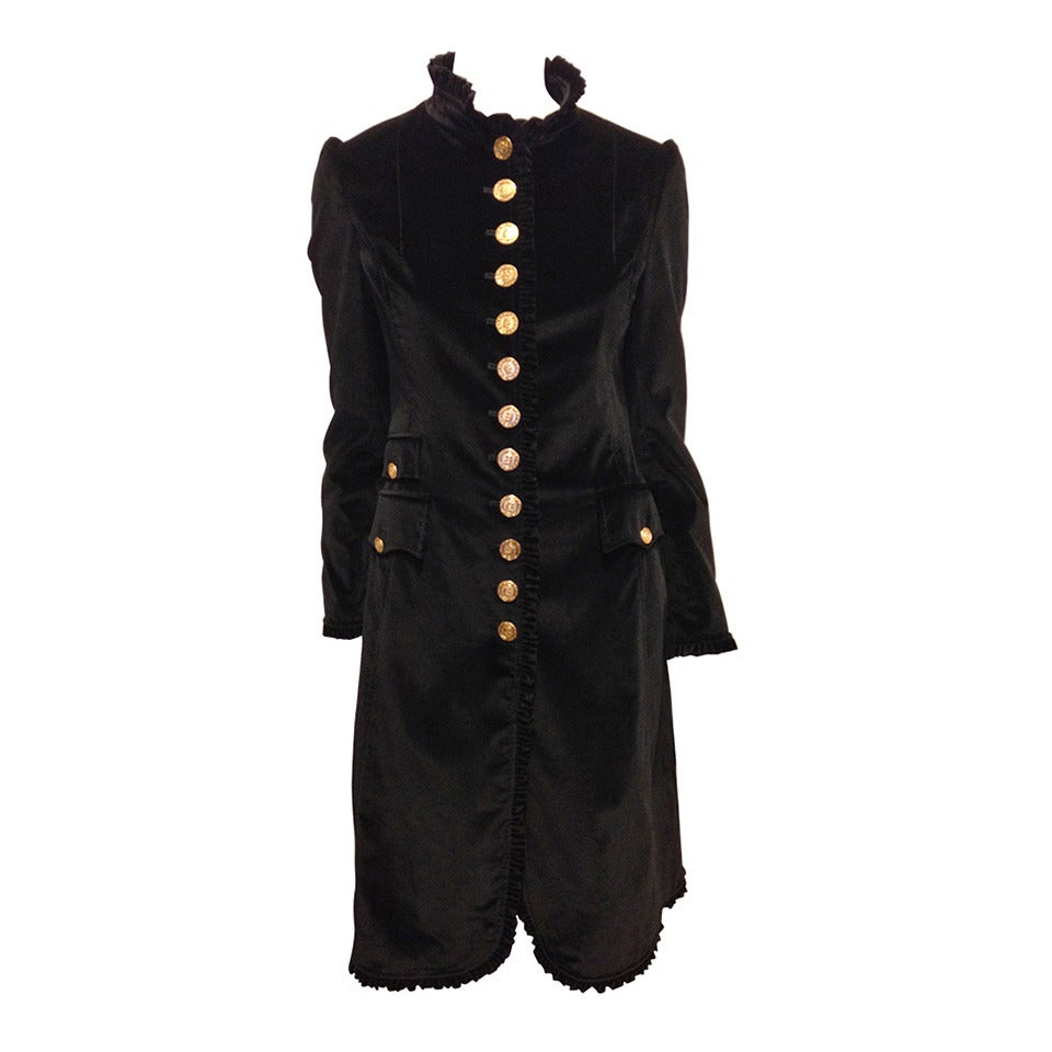 Dolce and Gabbana Black Velvet Coat with Gold Buttons at 1stDibs ...