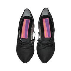 Susan Bennis Warren Edwards Black Silk Satin Evening Pumps