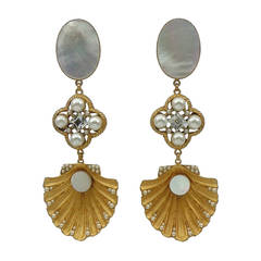 Askew London Long Mother of Pearl and Shell Earrings