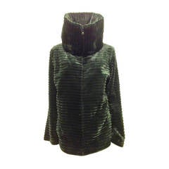 Zandra Rhodes Forest Green Fur Jacket