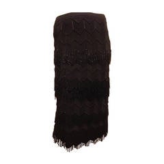 Escada Black Skirt with Beaded Fringe