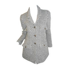 CHANEL checker wool  jacket/ blazer  / short coat