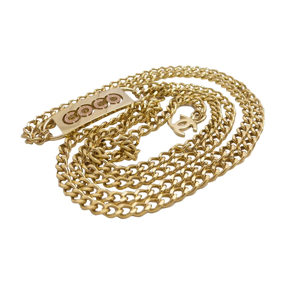 2002 CHANEL COCO Rhinestone Necklace/Belt For Sale