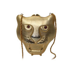 Saks Fifth Avenue Gilt Metal Panther Evening Bag Made in Italy 11