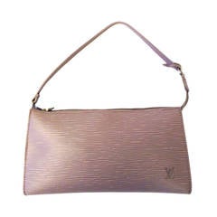 LOUIS VUITTON Epi leather LILAC pochette with silver hardware $765
