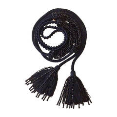 1990s Yves Saint Laurent Black Beaded Rope & Tassel Necklace Belt YSL Vintage 