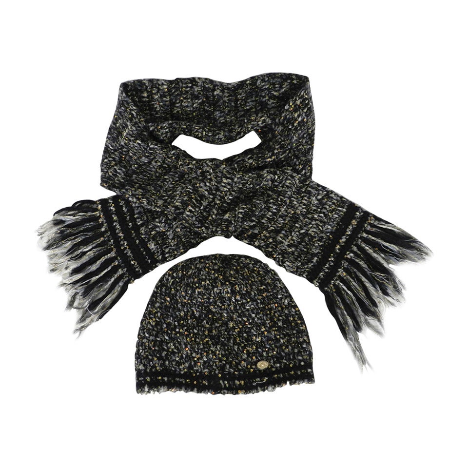 Chanel 09A Fantasy Scarf and Toque Hat Set