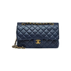 Vintage Chanel Double Flap Dark Blue Handbag