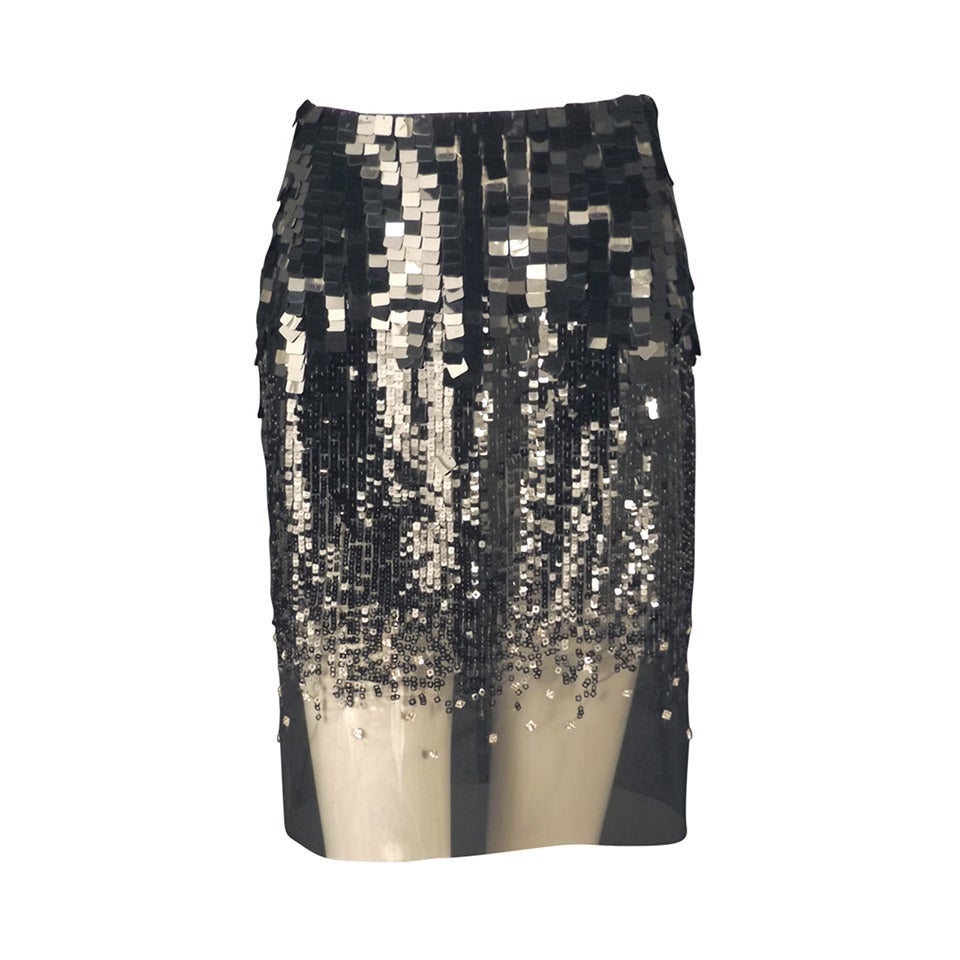 Cruise 2003 Chanel Black Sequin Skirt at 1stDibs