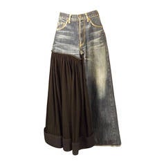 2002 Yohji Yamamoto Denim & Wool Jean Skirt