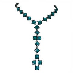 Rare Art Deco Paste Double Pendant Necklace 2