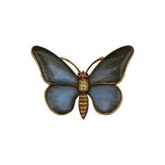 Victorian Rock Crystal Gold Butterfly Brooch