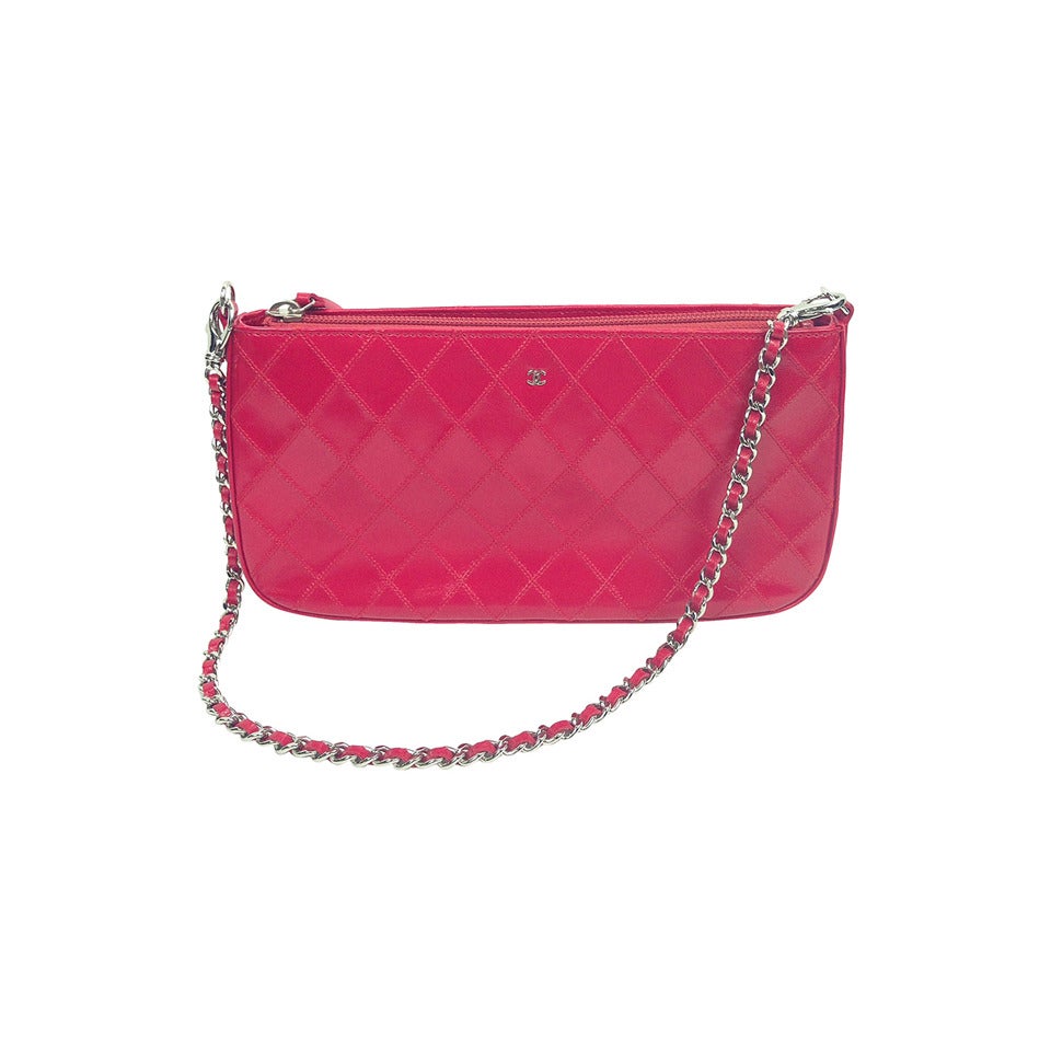 Lovely Red Chanel Quilted Pouchette Shoulder/Clutch Handbag