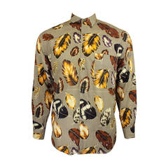 Vintage Paul Smith 1990s Mens Feather Photo Print Shirt