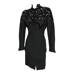 THIERRY MUGLER Velvet Cut Out Snap Front Dress