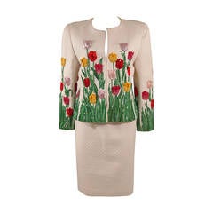 Oscar De La Renta Floral Embellished Suit Size 12 2