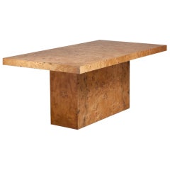 A Milo Baughman designed Burlwood Veneered Extendable Dining Table