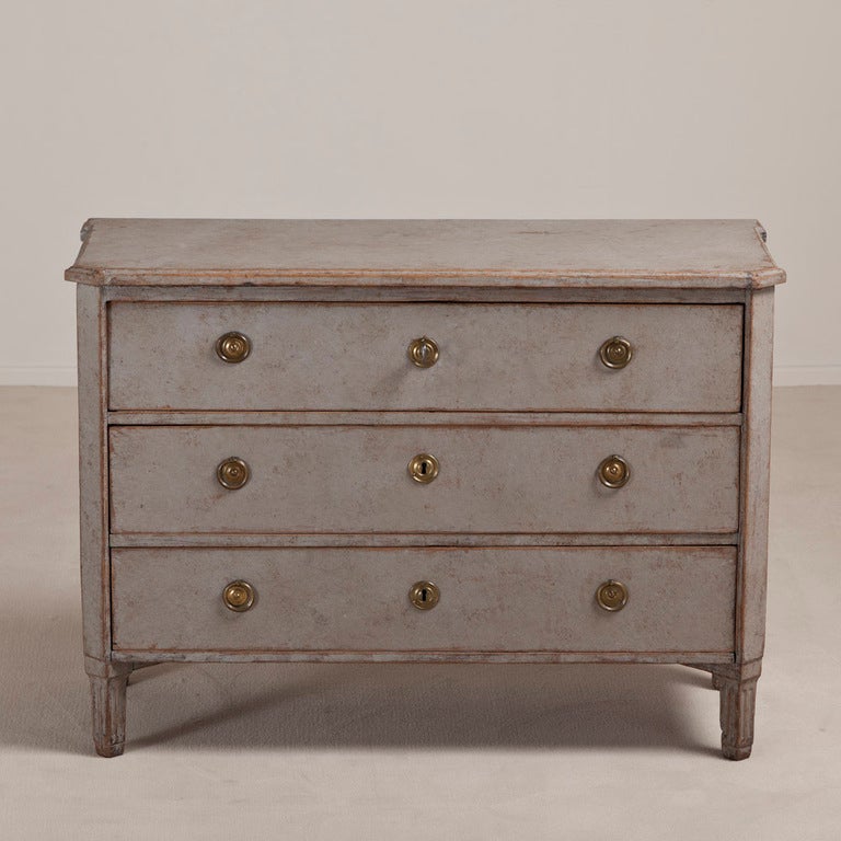 A Small Gustavian Swedish Three Drawer Commode circa 1780 with Original Locks and Handles