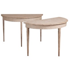 A Pair of 19th Century Swedish Demi Lune Console Tables