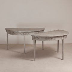 A Large Pair of Swedish Demi Lune Console Tables circa 1900