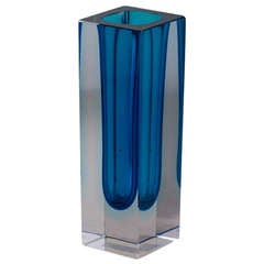 A Small Square Turquoise Blue Vase
