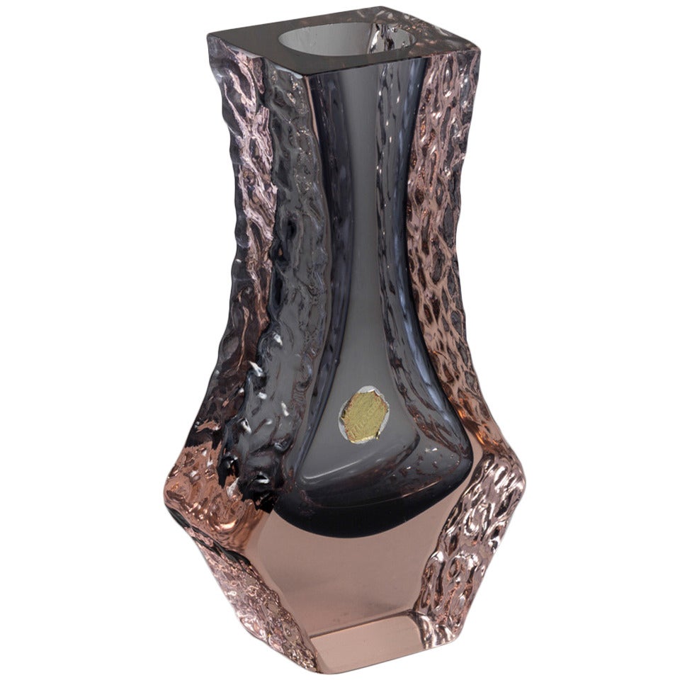 Rose and Charcoal Mandruzzato Glass Vase For Sale