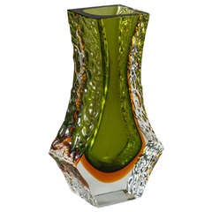 A Green and Amber Mandruzzato Vase