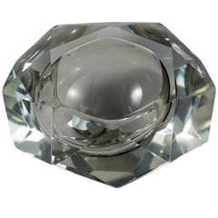 A Large Faceted Clear Murano Sommerso Ashtray 1960s