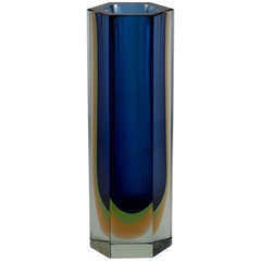 A Hexagonal Murano Sommerso Glass Vase