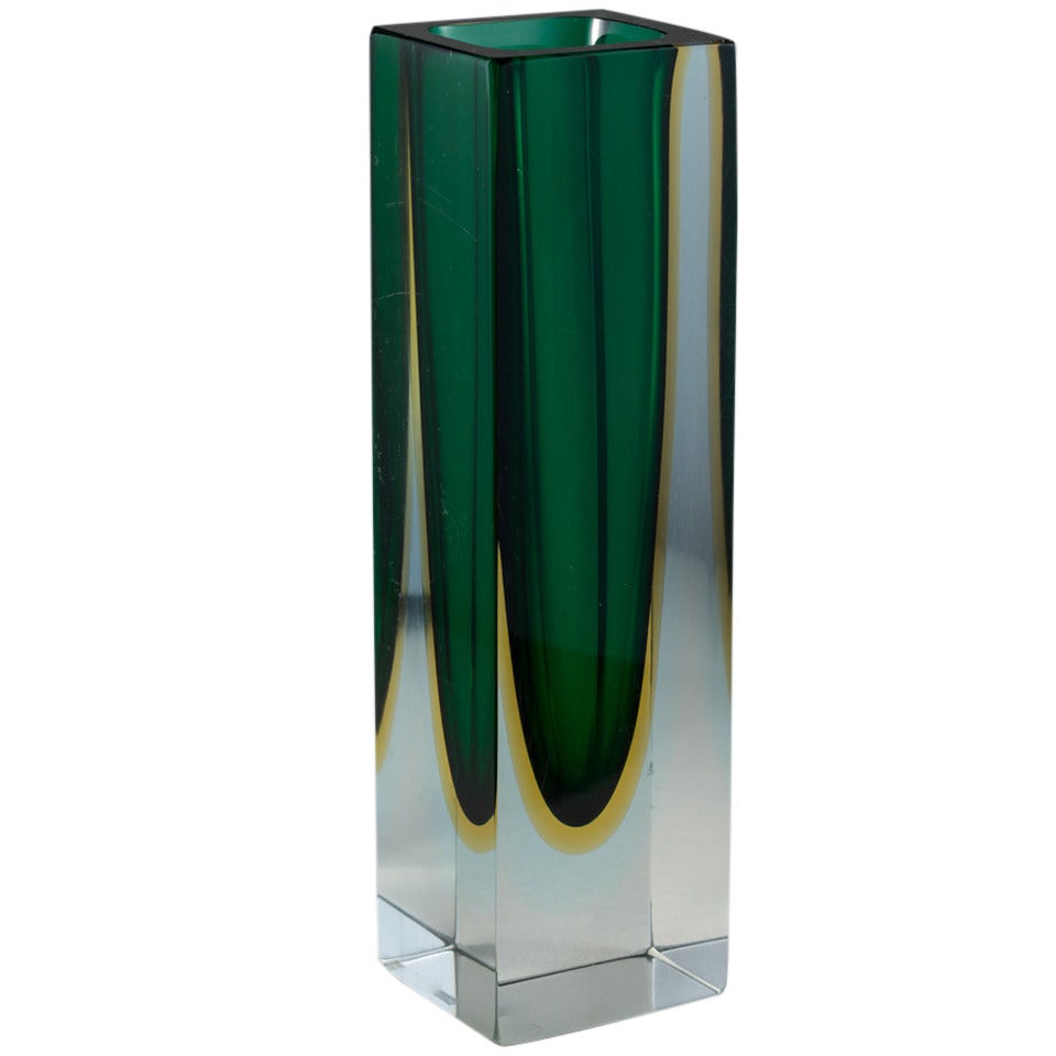 Rectangular Murano Sommerso Glass Vase im Angebot