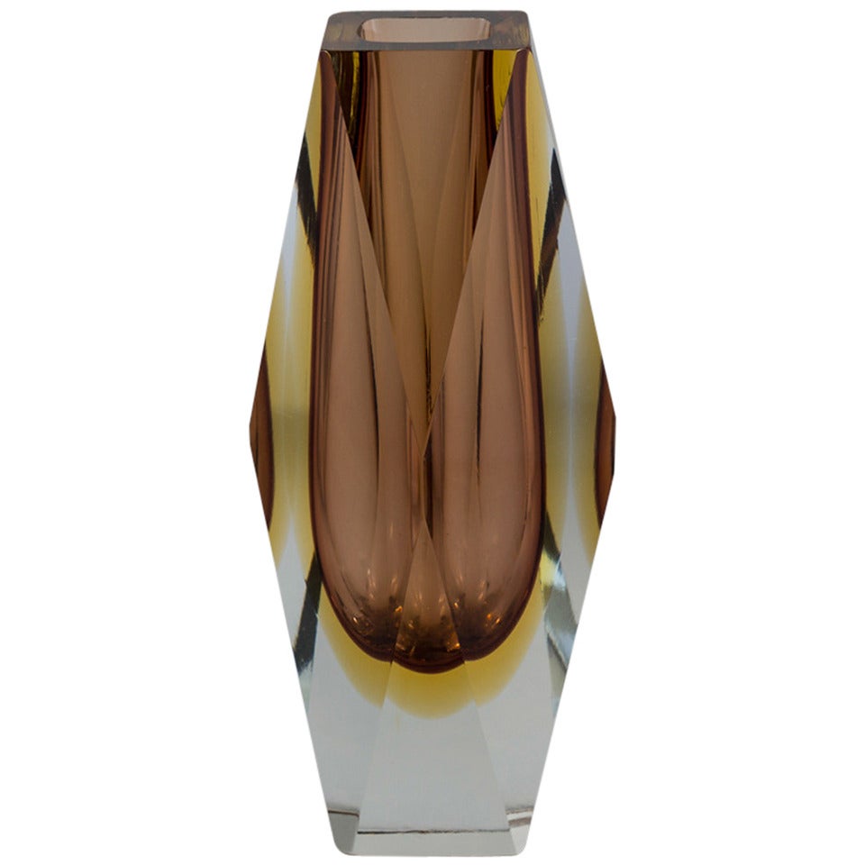 A Faceted Murano Sommerso Glass Vase