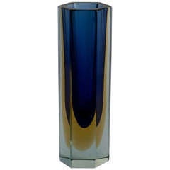 A Hexagonal Murano Sommerso Glass Vase