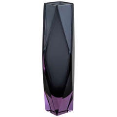 A Faceted Murano Sommerso Glass Vase