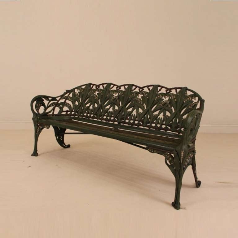 British A 19th Century Cast Iron Coalbrookdale Lily of the Valley Bench