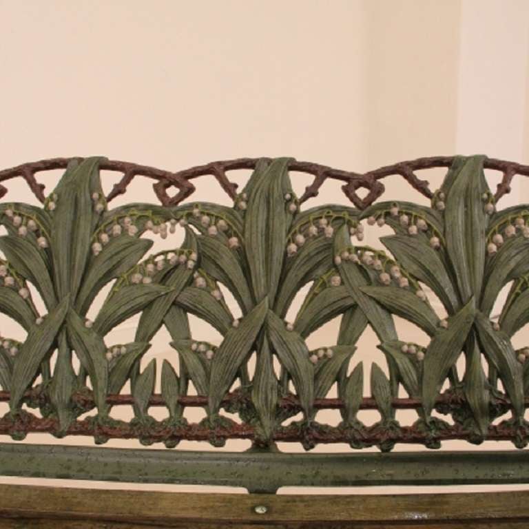 A 19th Century Cast Iron Coalbrookdale Lily of the Valley Bench 1
