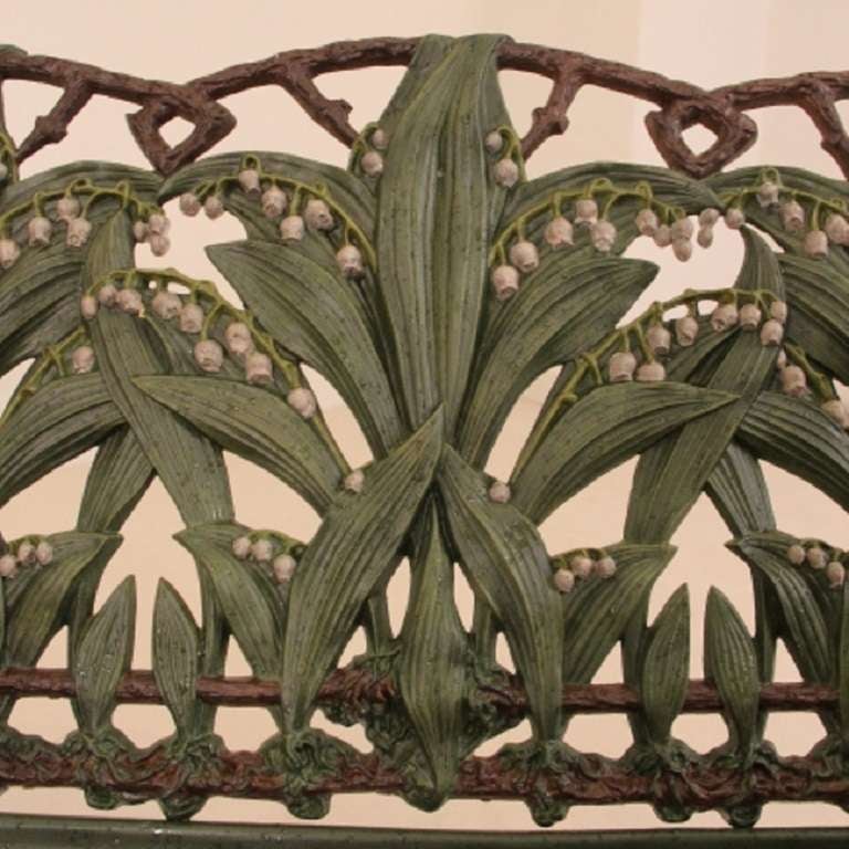A 19th Century Cast Iron Coalbrookdale Lily of the Valley Bench 2