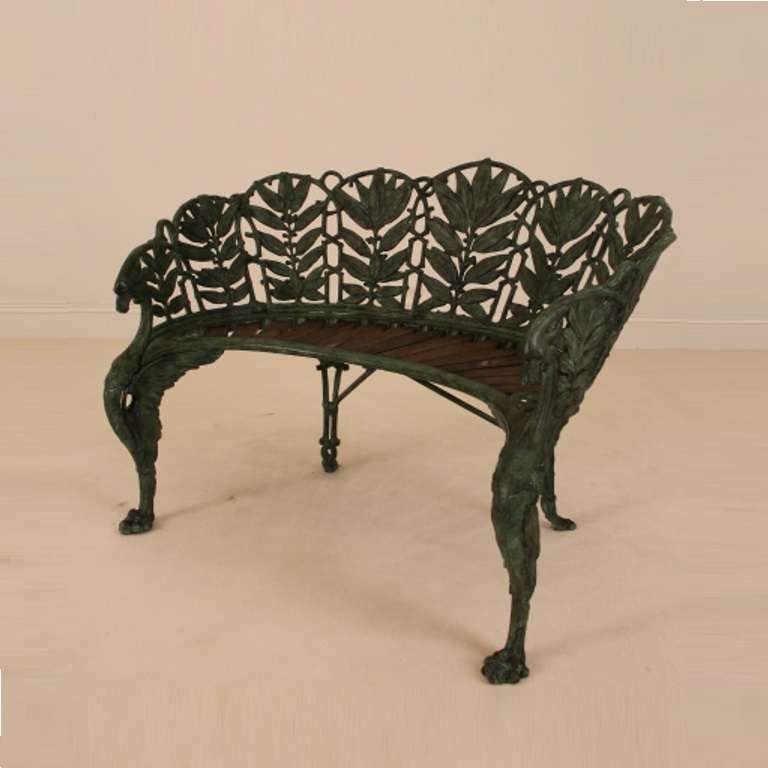 British A 19th Century Cast Iron Passion Flower Bench by Coalbrookdale