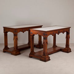 A Rare Pair of Transitional Fruitwood Console Tables 