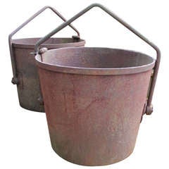 A Large Pair of 19th Century Cast Iron Foundry Buckets English circa 1850