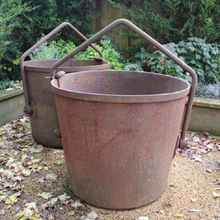 British A Large Pair of 19th Century Cast Iron Foundry Buckets English circa 1850