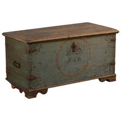 A Swedish Painted Marriage Chest dated 1823