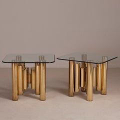 A Pair of Polished Brass Side Tables 1970s