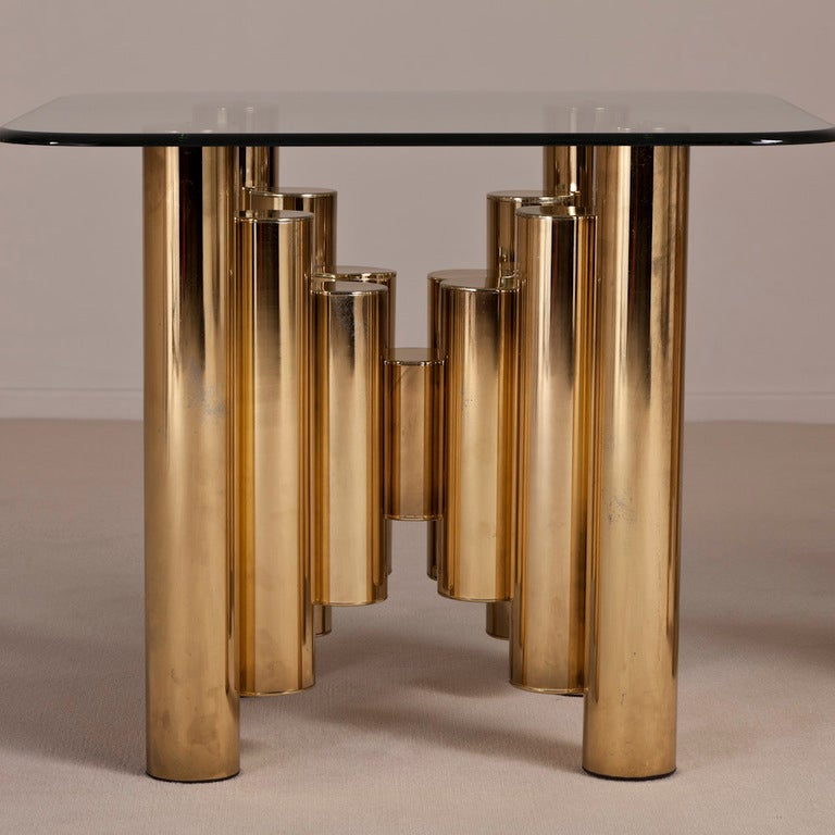 A Pair of Polished Brass Side Tables 1970s