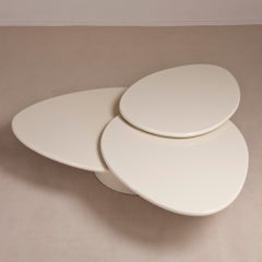 A Three Tiered Rougier Swivel Lacquered Coffee Table 1970s