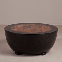A Rare Black Marble and Shell Veneered Coffee Table 1970s