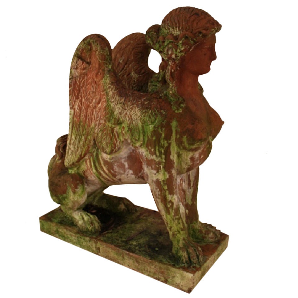 A Naturally Weathered Italian Terracotta Sphinx circa 1880