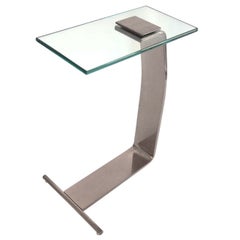 Vintage Nickel and Glass Side Table by Design Institute of America