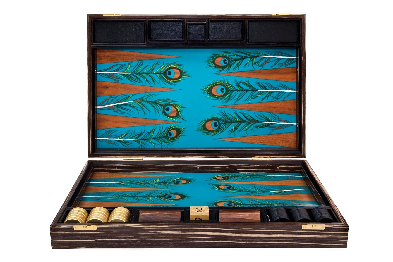Peacock Backgammon Board by Alexandra Llewellyn For Sale