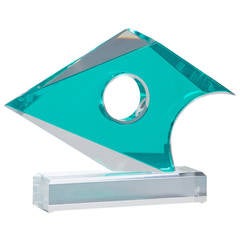 An Emerald Green and Lucite Table Sculpture by Haziza